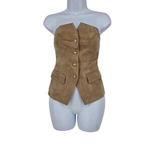 NWT Cami NYC Camel Brown Zamora Suede Strapless Button Front Corset Top Size 0